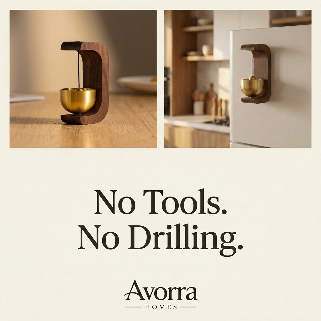 Minimalist Wooden Door Chime with Soft Bell Accent