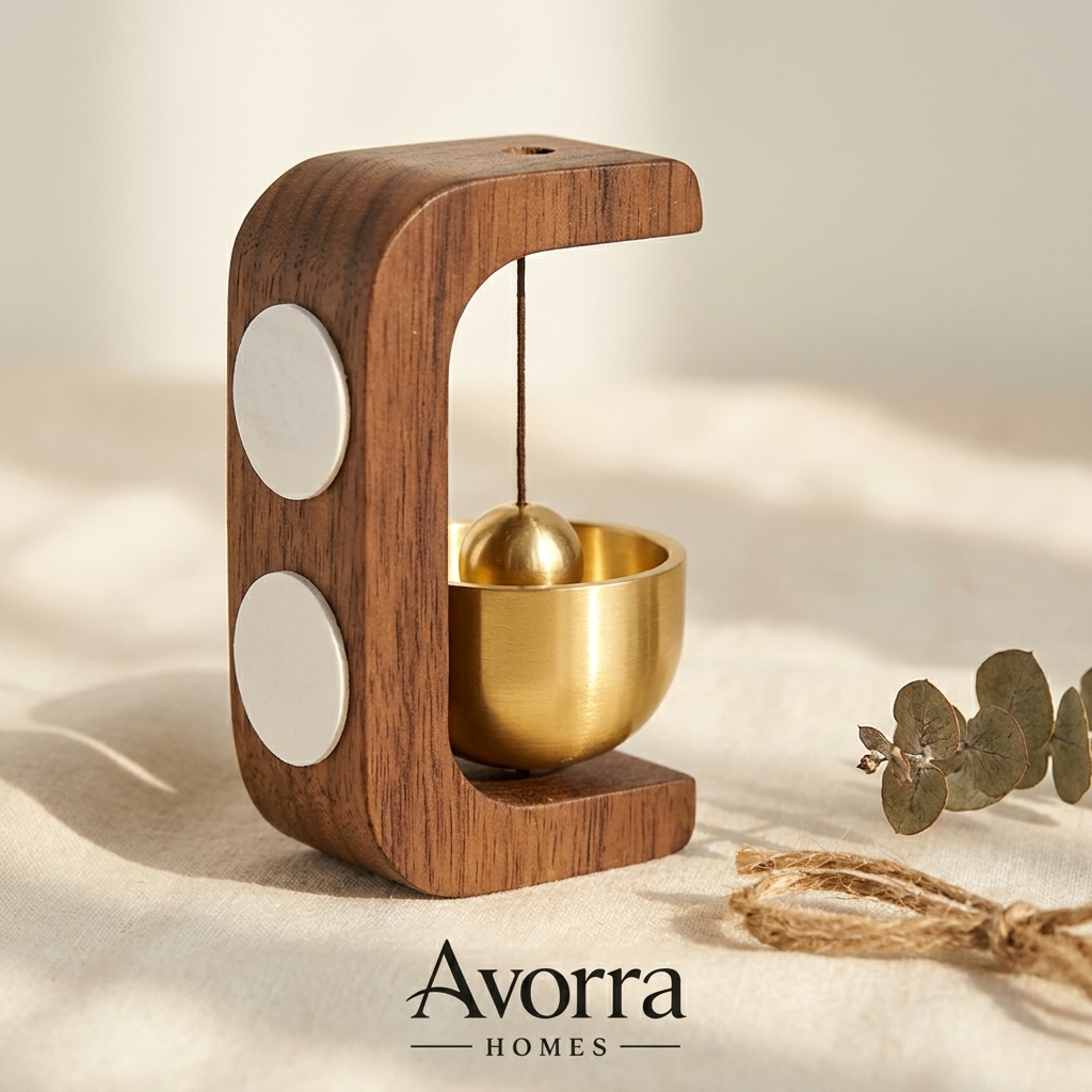 Minimalist Wooden Door Chime with Soft Bell Accent
