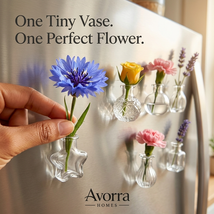 Minimalist Transparent Mini Vase Fridge Magnets - 8 Piece Set