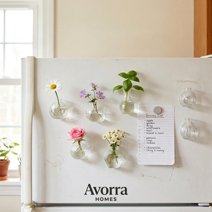 Minimalist Transparent Mini Vase Fridge Magnets - 8 Piece Set
