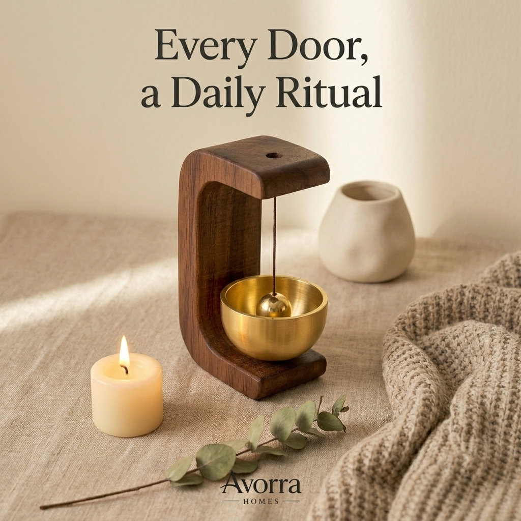 Minimalist Wooden Door Chime with Soft Bell Accent