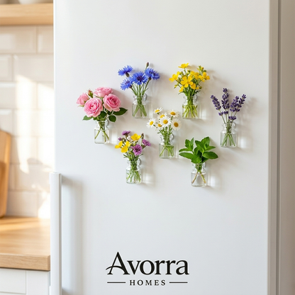 Minimalist Transparent Mini Vase Fridge Magnets - 8 Piece Set